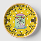 Hübsches Retrohandkunstzimmer Wasserfarbe Gelb Uhr (Vorderseite)