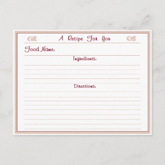 Hübsches Rezept Postkarte (Vorderseite)