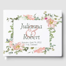 Hübsches Rosa Aquarell BlumenGästebuch