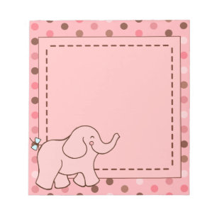 Hübsches rosa Baby-Elefanten-Notizblock-Geschenk Notizblock