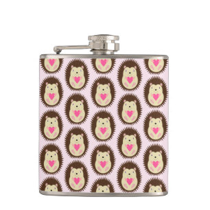 Hübsches rosa Baby-Mädchen-Igel-Muster Flachmann