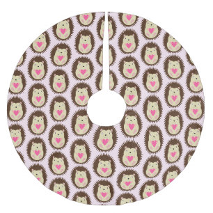 Hübsches rosa Baby-Mädchen-Igel-Muster Polyester Weihnachtsbaumdecke