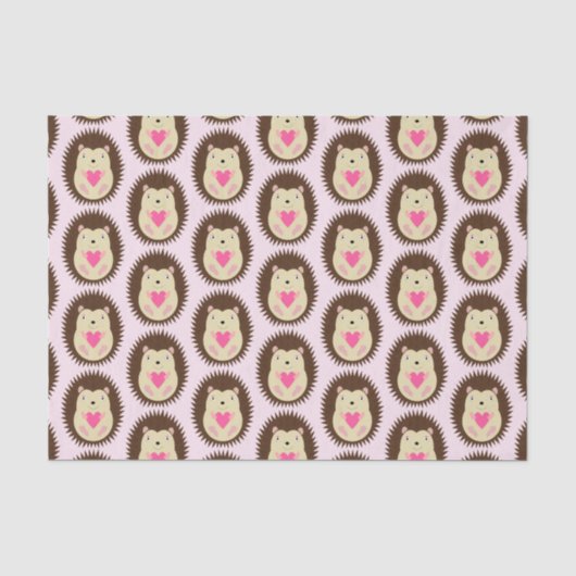 Hübsches Rosa Baby-Mädchen-Igel Muster Seidenpapier (Vorderseite)