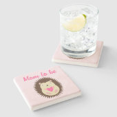 Hübsches rosa Baby-Mädchen-Igel-Mutter-to-be Steinuntersetzer (Seitenansicht)