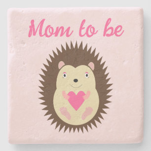 Hübsches rosa Baby-Mädchen-Igel-Mutter-to-be Steinuntersetzer