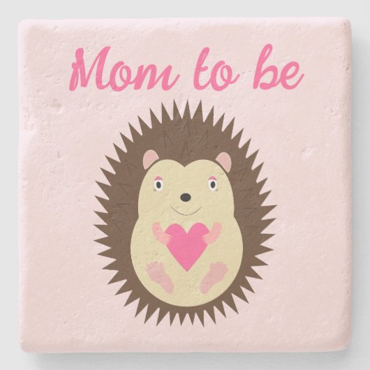 Hübsches rosa Baby-Mädchen-Igel-Mutter-to-be Steinuntersetzer (Vorderseite)