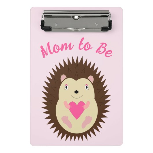 Hübsches rosa Baby-Mädchen-Igel werdende Mutter Mini Klemmbrett (Vorderseite)