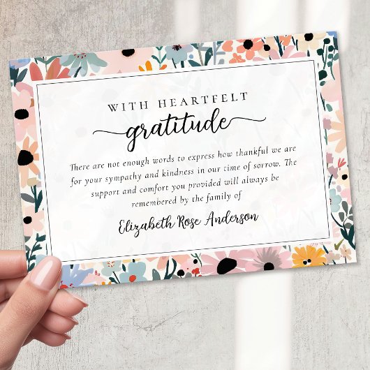 Hübsches Rosa Beileid Beerdigung Dankeskarte