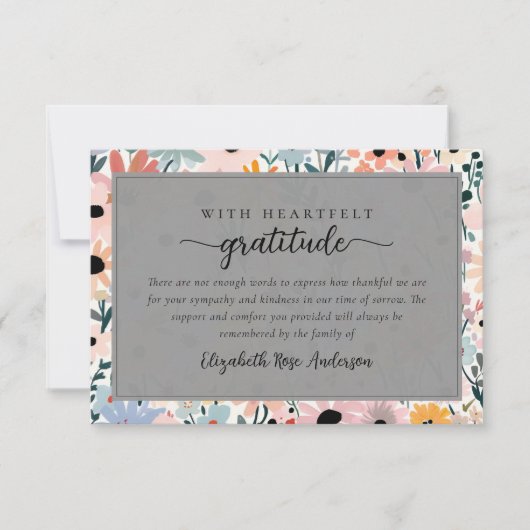 Hübsches Rosa Beileid Beerdigung Dankeskarte (Vorderseite)