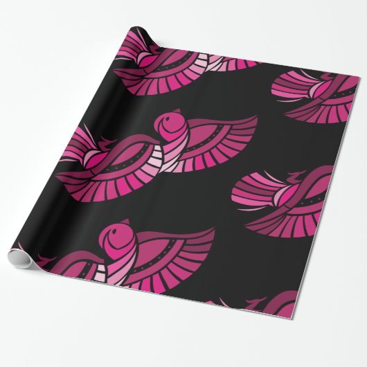 Hübsches rosa Bird Wrapper Paper Geschenkpapier (Ungerollt)