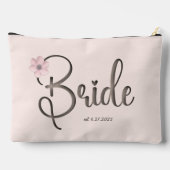 Hübsches Rosa Bläserkaligraphie Brautparty Zubehörtasche (Rückseite)