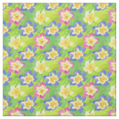 Hübsches rosa blaues gelbes Primel-Gewebe Stoff (Muster)