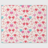 Hübsches rosa blaues Herz-Muster Geschenkpapier (Flach)