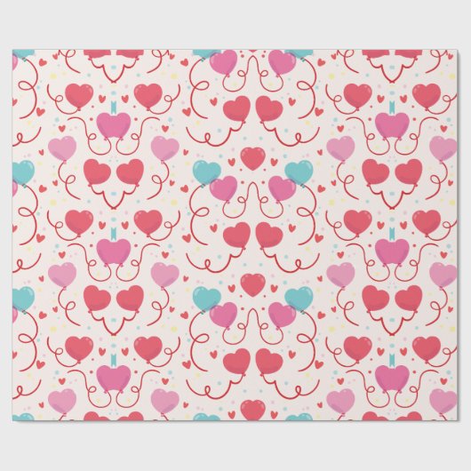 Hübsches rosa blaues Herz-Muster Geschenkpapier (Flach)