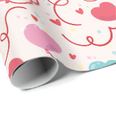 Hübsches rosa blaues Herz-Muster Geschenkpapier (Rolleneckpunkt)