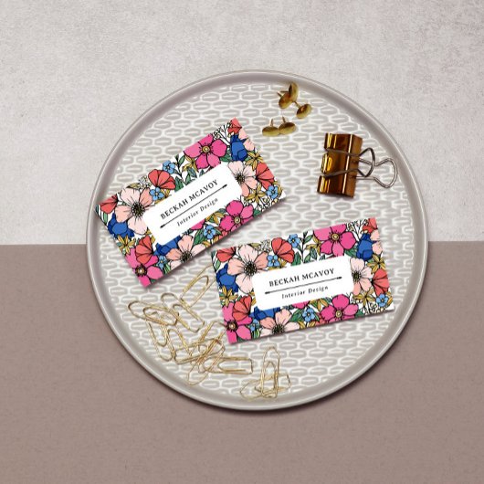 Hübsches rosa blaues Korallenmuster Visitenkarte