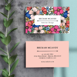 Hübsches rosa blaues Korallenmuster Visitenkarte