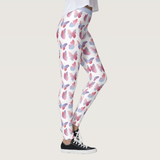 Hübsches rosa blaues Schmetterlingsdesign Pastellm Leggings (Rechts)