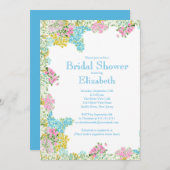 Hübsches rosa blaues Watercolor-Blumen-Brautparty Einladung (Vorne/Hinten)