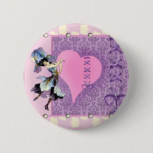 Hübsches Rosa Blume Haarzubehör - Name hinzufügen Button (Vorderseite)