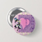 Hübsches Rosa Blume Haarzubehör - Name hinzufügen Button (Vorne & Hinten)