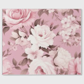 Hübsches rosa Blume Muster Geschenkpapier (Flach)