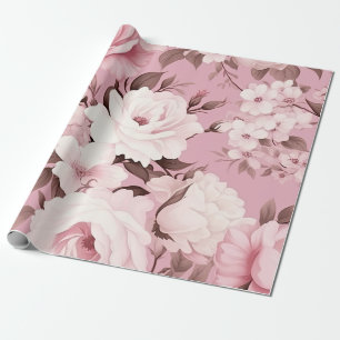 Hübsches rosa Blume Muster Geschenkpapier