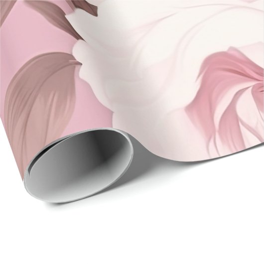 Hübsches rosa Blume Muster Geschenkpapier (Rolleneckpunkt)