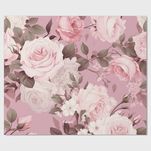 Hübsches rosa Blume Muster Geschenkpapier (Flach)