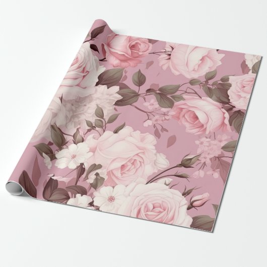 Hübsches rosa Blume Muster Geschenkpapier (Ungerollt)