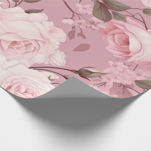 Hübsches rosa Blume Muster Geschenkpapier (Ecke)
