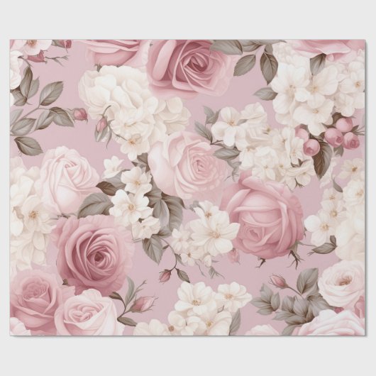 Hübsches rosa Blume Muster Geschenkpapier (Flach)