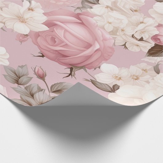 Hübsches rosa Blume Muster Geschenkpapier (Ecke)