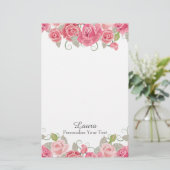 Hübsches rosa Blumen Briefpapier (Stehend Vorderseite)