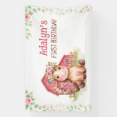 Hübsches rosa Blumen Pferd Geburtstag Banner (Vertikal)