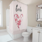 Hübsches rosa Blumenherz Duschvorhang (Beispiel)