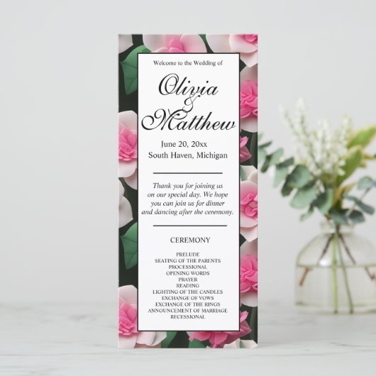 Hübsches rosa Blumenmuster (Stehend Vorderseite)