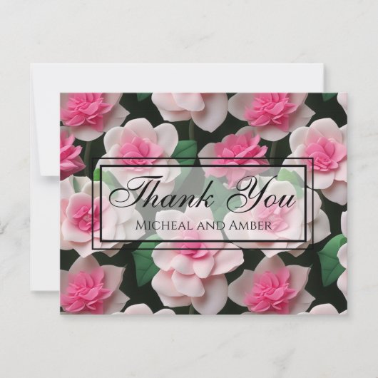 Hübsches rosa Blumenmuster Dankeskarte (Vorderseite)