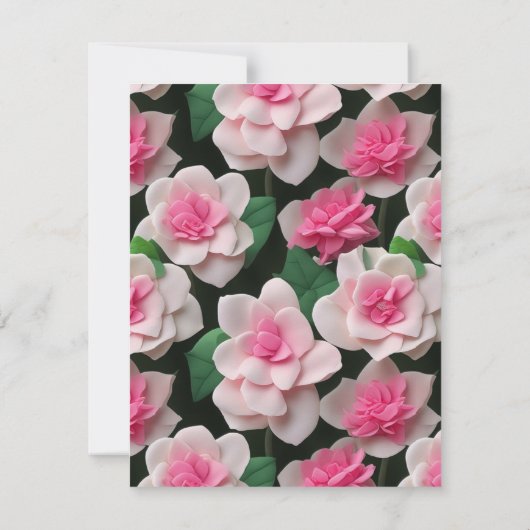 Hübsches rosa Blumenmuster Dankeskarte (Rückseite)