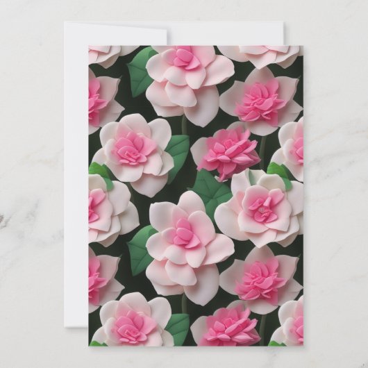 Hübsches rosa Blumenmuster Einladung (Rückseite)