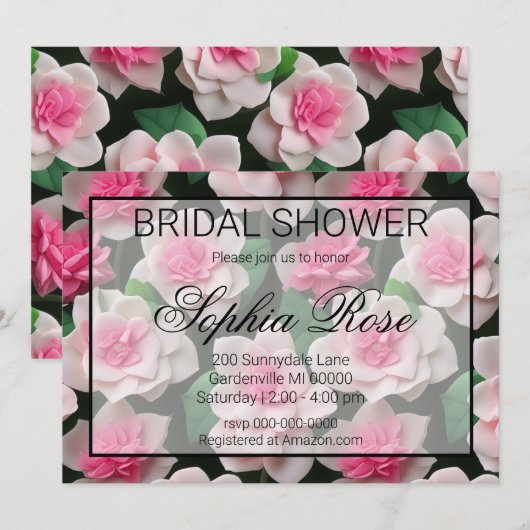 Hübsches rosa Blumenmuster Einladung (Vorne/Hinten)