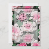 Hübsches rosa Blumenmuster Einladung (Vorderseite)