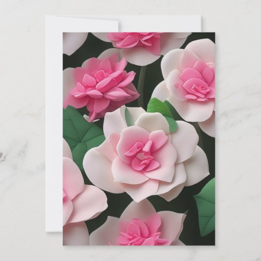 Hübsches rosa Blumenmuster Einladung (Rückseite)