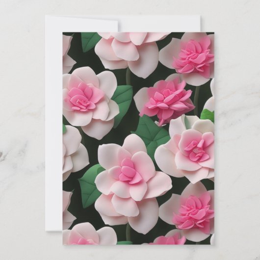 Hübsches rosa Blumenmuster Einladung (Rückseite)