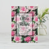 Hübsches rosa Blumenmuster Einladung (Stehend Vorderseite)