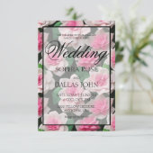 Hübsches rosa Blumenmuster Einladung (Stehend Vorderseite)