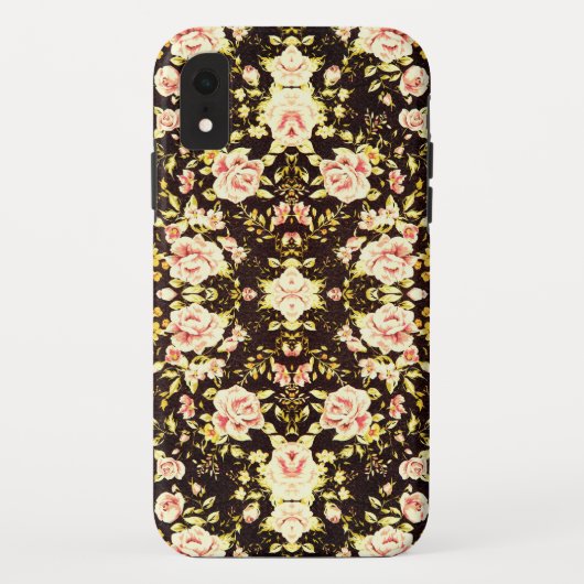 Hübsches rosa Blumenmuster, gelb Case-Mate iPhone Hülle (Rückseite)