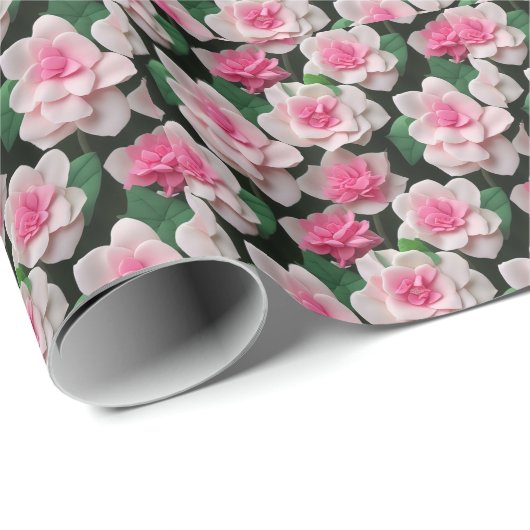 Hübsches rosa Blumenmuster Geschenkpapier (Rolleneckpunkt)