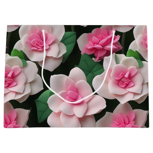 Hübsches rosa Blumenmuster Große Geschenktüte (Vorderseite)