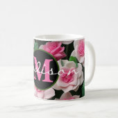 Hübsches rosa Blumenmuster Kaffeetasse (VorderseiteRechts)